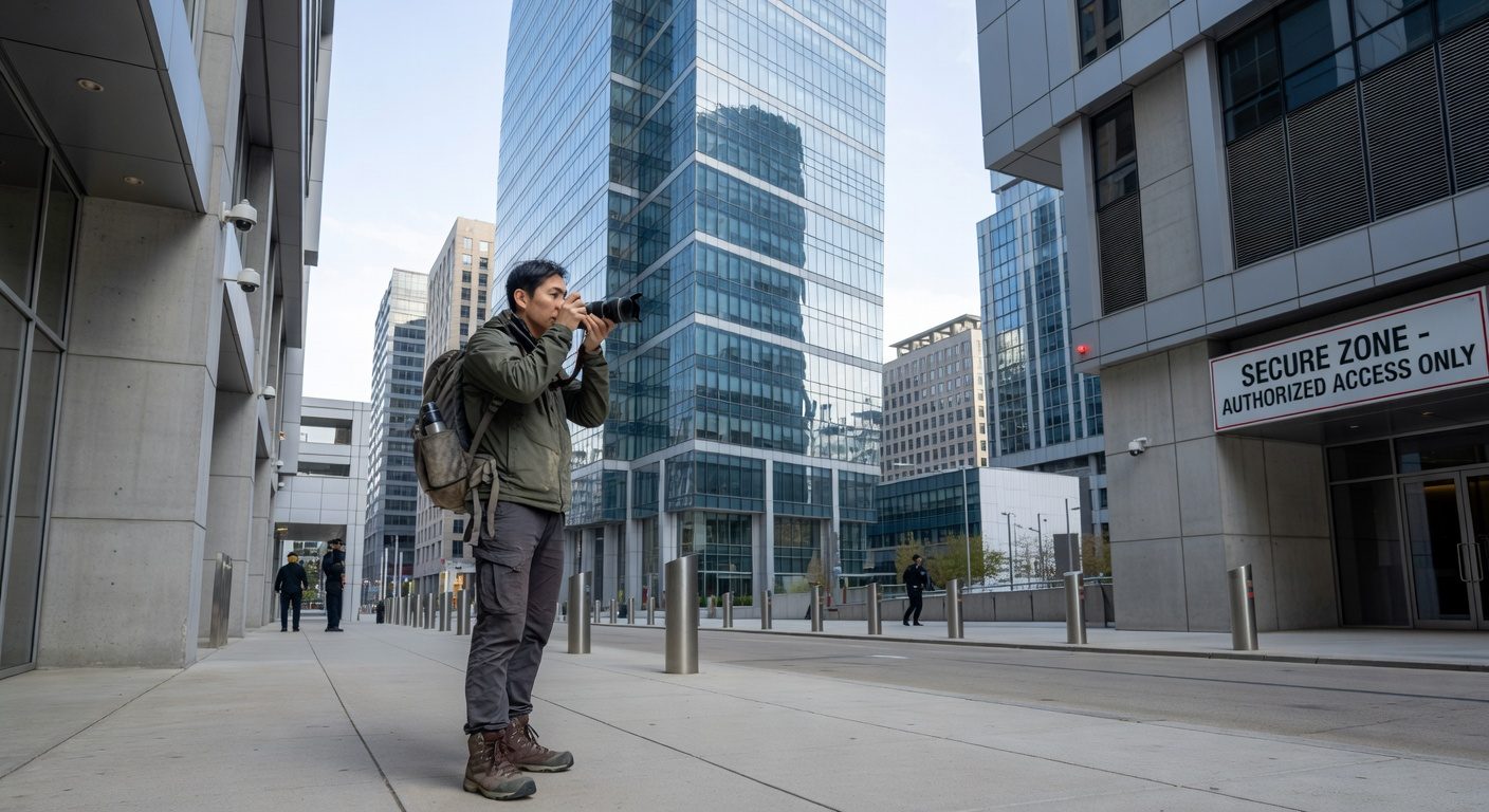 Solo traveler photographing beautiful architecture